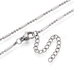 1.5mm 304ステンレススチール製円柱ラウンドリンクチェーンネックレス  ステンレス鋼色  16.93インチ（43cm）&nbsp;NJEW-T016-05P