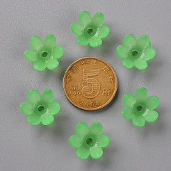 つや消しアクリルビーズキャップ  6花びら  花  ライムグリーン  14x6mm  穴：2mm  約1660個/500g&nbsp;MACR-S371-07A-734