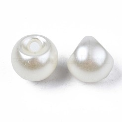 アクリル模造パールチャーム  ティアドロップ  鈴丸ビーズ  乳白色  11.5x11.5x11.5mm  穴：2mm  約600個/500g&nbsp;OACR-N134-002A-01