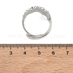 女性用真鍮エナメルカフオープンリング  花  プラチナ  14mm  内径：19mm&nbsp;KK-CBA0672-01P