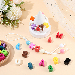 オペークアクリルヨーロピアンビーズ  大穴ビーズ  文字と数字  ミックスカラー  18~21.5x8~20.5x13.5mm  穴：6~6.5mm&nbsp;OACR-SP0002-09