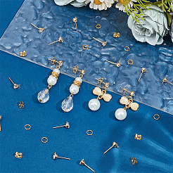 60Pcs Diamond Shape Brass Cubic Zirconia Stud Earring Findings&nbsp;KK-BBC0012-64