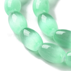 マカロンカラーの天然セレナイトビーズ連売り  染め  ライス  ミディアムアクアマリン  12.5~13x8~8.5mm  穴：1.2mm  約31個/連  15.35''（39センチメートル）&nbsp;X1-G-B102-A01-08