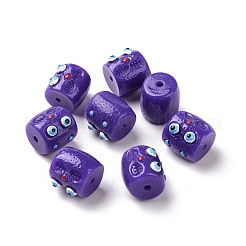 ハロウィーン不透明樹脂ビーズ  怪物の顔をした柱  インディゴ  13x12.5x14mm  穴：2mm&nbsp;RESI-E023-01C