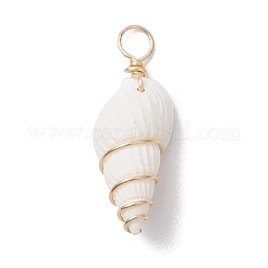 Natural Trumpet Shell Copper Wire Wrapped Pendants&nbsp;PALLOY-JF02683-01