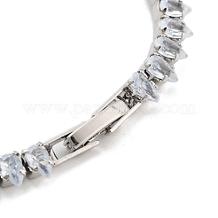 Brass Pave Clear Cubic Zirconia Teardrop Link Bracelets&nbsp;BJEW-B094-08P