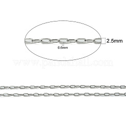 変色しにくい304ステンレススチールアズキチェーン  ハンダ付け  フラットオーバル  ステンレス鋼色  5x2.5x0.6mm&nbsp;CHS-K001-30-2.5mm