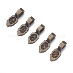 チベットのスタイルペンダントベイル  無鉛の  グルーオン保釈  アンティークブロンズ  長さ16mm  6 mm幅  厚さ5mm  穴：3mm&nbsp;X-MAB3357Y