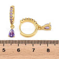Brass Micro Pave Cubic Zirconia Hoop Dangle Earrings&nbsp;KK-Z166-13G-01