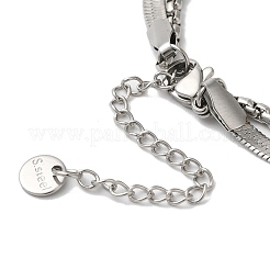 女性用ステンレススチールクリスタルラインストーンハートマルチ連ブレスレット  ステンレス鋼色  6-5/8インチ（16.7cm）&nbsp;BJEW-G719-09P