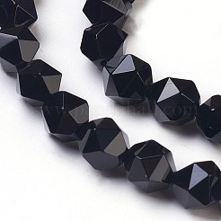 ナチュラルブラックオニキスビーズ連売り  多面カット  染め＆加熱  6x6mm  穴：1mm  約66個/連  15.7インチ&nbsp;G-K282-01A