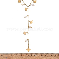 304 Stainless Steel & Rice Natural Pearl Star Long Tassel Y Necklaces for Women&nbsp;NJEW-JN06165