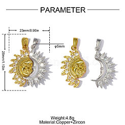 Brass Micro Pave Clear Cubic Zirconia Pendants&nbsp;CU-OY001-54G