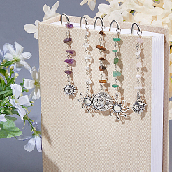 15Pcs 5 Color Sun Alloy Bookmark&nbsp;AJEW-FH00050