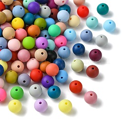 食品グレードの環境に優しい丸型シリコンビーズ200個。  ラウンド  ミックスカラー  9mm  穴：1.4mm&nbsp;SIL-CJ0001-90