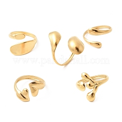 5Pcs 304 Stainless Steel Open Cuff Rings for Women&nbsp;RJEW-K313-03G