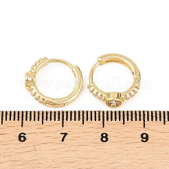 Flat Round Brass Micro Pave Clear Cubic Zirconia Hoop Earrings&nbsp;EJEW-D348-28G