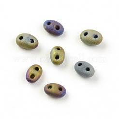 2つ穴シードビーズ  チェコガラスデュオビーズ  グレーメッキ  5x3.5x3mm  穴：0.5mm  約5850個/袋  450 G /袋&nbsp;GLAA-R159-M602