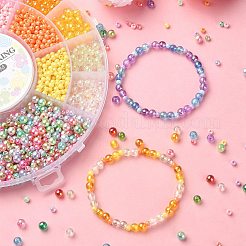 DIYブレスレット作りキット  丸いアクリルビーズと ABS プラスチックビーズを含む  伸縮性のある糸  ミックスカラー  108 G /ボックス&nbsp;DIY-YW0007-91