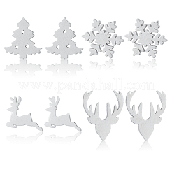 4 Pairs 4 Style Christmas Tree & Deer & Snowflake Exquisite Stainless Steel Stud Earrings for Women&nbsp;EJEW-AN0002-38