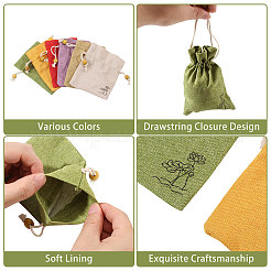 24Pcs 6 Colors Flower Printed Cloth Drawstring Bags&nbsp;ABAG-CA0001-22B