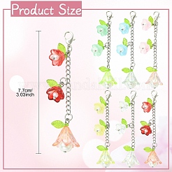 6Pcs Flower Crylic & Glass Pendant Decorations&nbsp;HJEW-YW00362