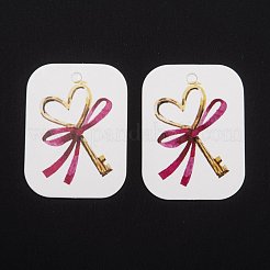長方形の紙のギフトタグ  ハングタグ  ジュートより糸付き  結婚披露宴のために飾る  キー模様  4x3x0.05cm  穴：3mm  50個/袋&nbsp;CDIS-P005-A01
