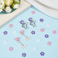 30色のアクリル製イヤーナット3個  シリコーンパーツあり  花  ミックスカラー  14.5x14.5x3~4mm  穴：0.7mm  10個/カラー&nbsp;FIND-SC0021-19