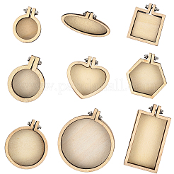 9個 9スタイル 木製刺繍枠  混合図形  29.3~57.5x24.5~50x6.5~7mm&nbsp;DIY-CP0012-43A