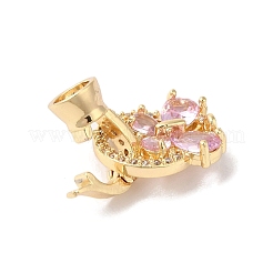 Brass Micro Pave Cubic Zirconia Fold Over Clasps&nbsp;KK-B098-06G-03