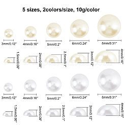 100G 10 Styles ABS Plastic Imitation Pearl Cabochons&nbsp;SACR-CA0001-08