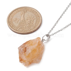 Natural Yellow Quartz Nugget Pendant Necklaces&nbsp;NJEW-JN04507-04