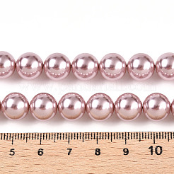 ガラスパールビーズ連売り  ラウンド  パールピンク  10mm  穴：0.6mm  約43個/連  16.18''（41.1センチメートル）&nbsp;HY-G002-01E-05