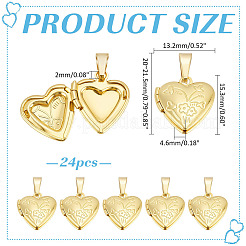 24Pcs Heart Brass Locket Pendants&nbsp;PALLOY-ME00004