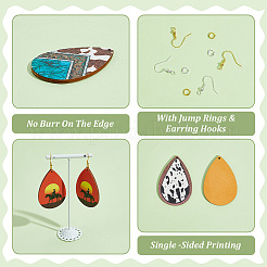 DIY Wood Teardrop Dangle Earrings Kits&nbsp;DIY-ME0001-14