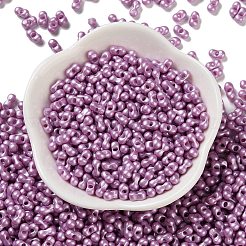ガラスシードビーズ  不透明色の光沢  ピーナッツ  紫色のメディア  5~6x2.5~3x3~3.5mm  穴：1~1.2mm  約5000個/ポンド&nbsp;SEED-L011-04A-03
