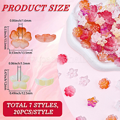 ガラスビーズキャップ140種類7個  花  ミックスカラー  12~13.5x12.5~13.5x4~4.5mm  穴：1.5~1.6mm  20個/スタイル&nbsp;GLAA-SC0002-83