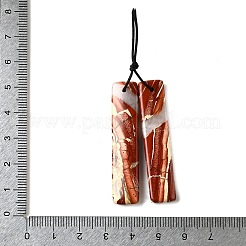 天然の赤い虹ジャスパーペンダント  長方形チャーム  47~48x10x2mm  穴：0.9mm&nbsp;G-L617-I06-10x48mm