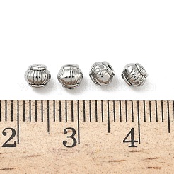 304ステンレススチールビーズ  ランタン  ステンレス鋼色  4.5x4mm  穴：1.4mm&nbsp;STAS-D204-31P