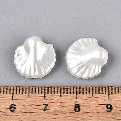 ABSプラスチックパール調ビーズ  シェル形状  乳白色  13.5~14x13x6mm  穴：1.8mm  約1315個/500g&nbsp;OACR-T028-90