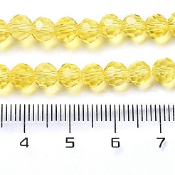 透明ガラスビーズ  ファセット（32ファセット）  ラウンド  ゴールド  6mm  穴：1mm  約98個/連  20.47インチ（52cm）&nbsp;EGLA-A035-T6mm-D03