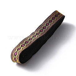 エスニック風ポリエステルリボン  ジャカードリボン  チロリアンリボン  菱形模様  濃いピンク  3/4インチ（20mm）  約7.66ヤード（7m）/ロール&nbsp;OCOR-WH0047-37H