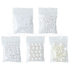 5 スタイルイミテーションパールアクリルビーズ  ラウンド＆bowknot  ホワイト  3~24x3~33x3~9.5mm  穴：1~2mm&nbsp;OACR-FS0001-31