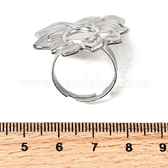 調整可能な304ステンレス鋼オープンカフリング部品  ベゼルカップリングのセッティング  花  変色しない  ステンレス鋼色  トレイ：8mm  内径：18mm  花：29x28.5mm&nbsp;STAS-P403-01G-P