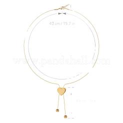 女性用ステンレススチール製ラリアットネックレス201点  ゴールドカラー  ハート  15.75インチ（40cm）&nbsp;WG43AF7-01