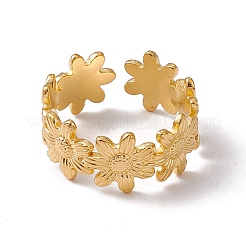 Ion Plating(IP) 304 Stainless Steel Ring Flower Wrap Open Cuff Ring for Women&nbsp;RJEW-C045-17G