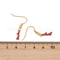 オーシャンシリーズ 304ステンレススチール エナメル ダングルイヤリング  18KGP本金メッキ  31x5mm  3のペア/セット&nbsp;EJEW-K017-01G-G