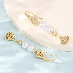Brass Micro Pave Cubic Zirconia Dangle Earrings&nbsp;KK-CBADE12-03G