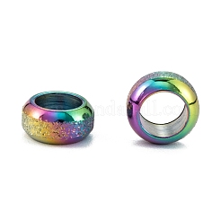 Ion Plating(IP) Frosted 201 Stainless Steel European Beads&nbsp;STAS-B020-13M