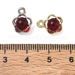 手作りランプワークペンダント  花のチャーム  合金パーツ  プラチナ·ゴールデン  ミックスカラー  12x9.5x7.5mm  穴：1.2mm&nbsp;LA-CBA0495-01